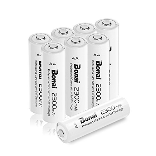 BONAI 単3形 充電式電池 ニッケル水素電池 8個パック 自然放電抑制 液漏れ防止設計 環境友好タイプ（高容量2300mAh 約1200回使用可能）