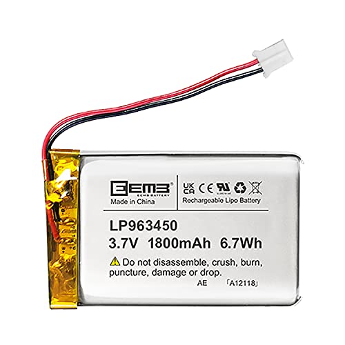 EEMB 3.7V リチウムイオン 963450 電池1800mAh リポバッテリー二次電池パック 充電電池 JSTコネクタつくポリマー電池 (1)