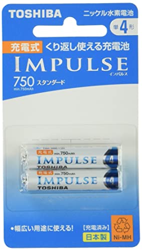 TOSHIBA ニッケル水素電池 充電式IMPULSE スタンダードタイプ 単4形充電池(min.750mAh) 2本 TNH-4ME2P