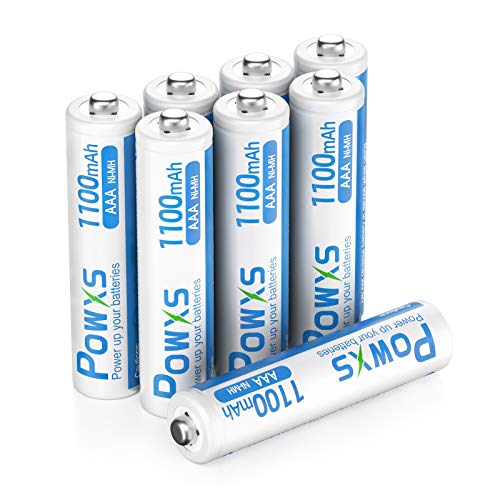 POWXS 単4電池 充電式 ニッケル水素 単四充電池 高容量1100mAh 約1500回使用可能 ケース付き８本入り 低自己放電 液漏れ防止 充電池 単4 単4形充電池