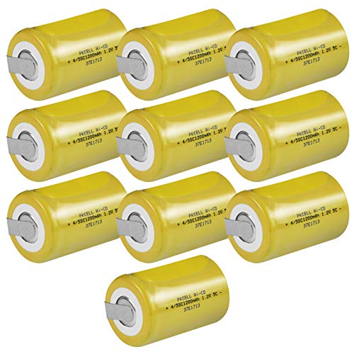 PKCELL ニッケルカドミウム電池 NI-CD 4/5SC1200mAh フラットトップ ニカド電池 10本 国内から発送