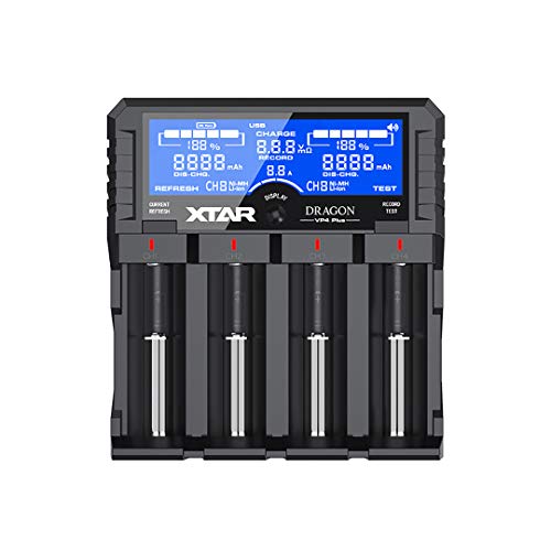 XTAR VP4 PLUS リチウム充電器 電池充電器 3.6V/3.7Vリチウムイオン電池 10400～32650 1.2V ニッケル水素電池/ニカド電池対応 AAAA/AAA/AA/A/SC/C バッテリー活性化機能 Li-ion Ni-MH Ni-Cd IMR INR ICR 電池寿命を効果的に向上させる安定した充電
