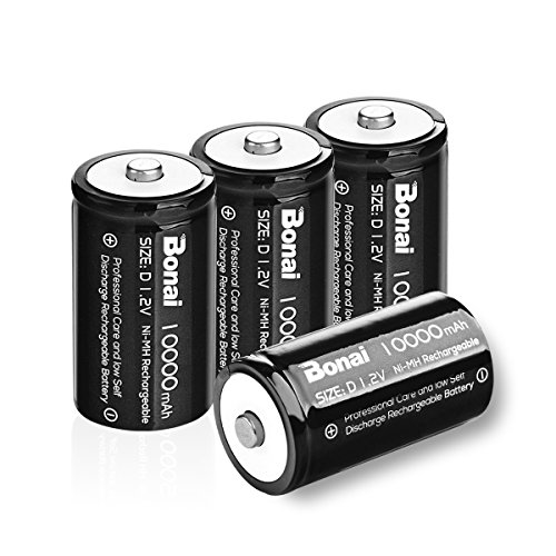 BONAI 単1形充電池 充電式ニッケル水素電池 高容量10000mAh 単一電池 充電式電池 4本入り 単一充電池セット 液漏れ防止 約1200回使用可能 単二充電池 防災電池