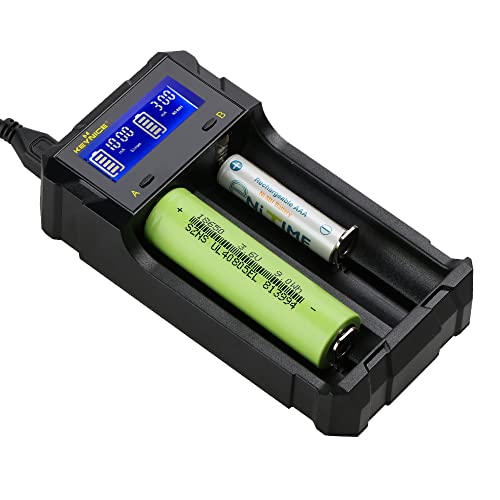 KEYNICE 急速 電池充電器 18650 充電器 単3 単4 ニッケル水素 ニカド電池 LCD付き 2種類電池同時充電可能 USB出力機能付き 日本語取扱説明書付き