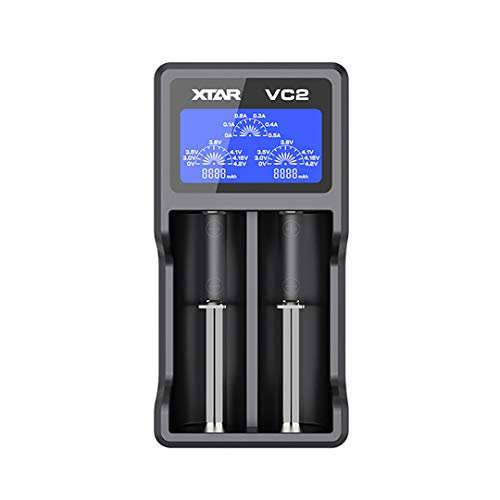 XTAR VC2 リチウム充電器 電池充電器 3.6V/3.7Vリチウムイオン電池 10400～26650 バッテリー活性化機能 Li-ion 過放電解除機能 電圧・充電容量・充電電流の表示機能 電池寿命を効果的に向上させる安定した充電