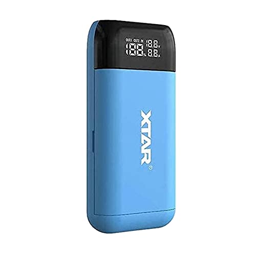 XTAR PB2S (ブルー) 2Ax2 QC3.0＋PD3.0 Type-C USB急速充電器 モバイルバッテリー機能付 18650/20700/21700 Li-ion充電池専用