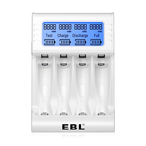 EBL 急速充電器 放電機能搭載 単3形・単4形充電池に対応可能 2000mAhの充電池は満充電がわずか1時間 LCD充電表示 充電池 充電器