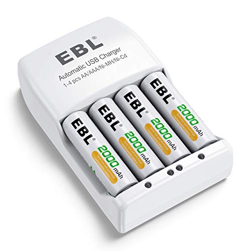 EBL 単三電池 充電式 充電器セット 電池充電器セット 大容量 単3充電池 ニッケル水素電池 電池充電器パック 単3電池 充電式