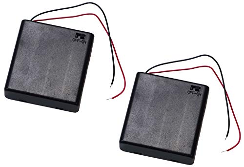 単３電池(AA形)用 ４個タイプ バッテリーホルダー ON/OFFスイッチ付き クローズタイプ 電池ケース 電池ホルダー リード線付き プラスチック製 (２個セット)
