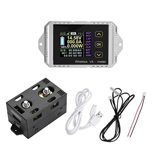 DC電流計、ワイヤレスカラーLCDスクリーンDC電圧電流計パワーメーターワットテスター(VAT-1100)