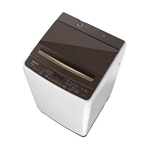 ハイセンス 全自動洗濯機 8kg ホワイト/ブラウン HW-DG80A ガラスドア 省エネ静音